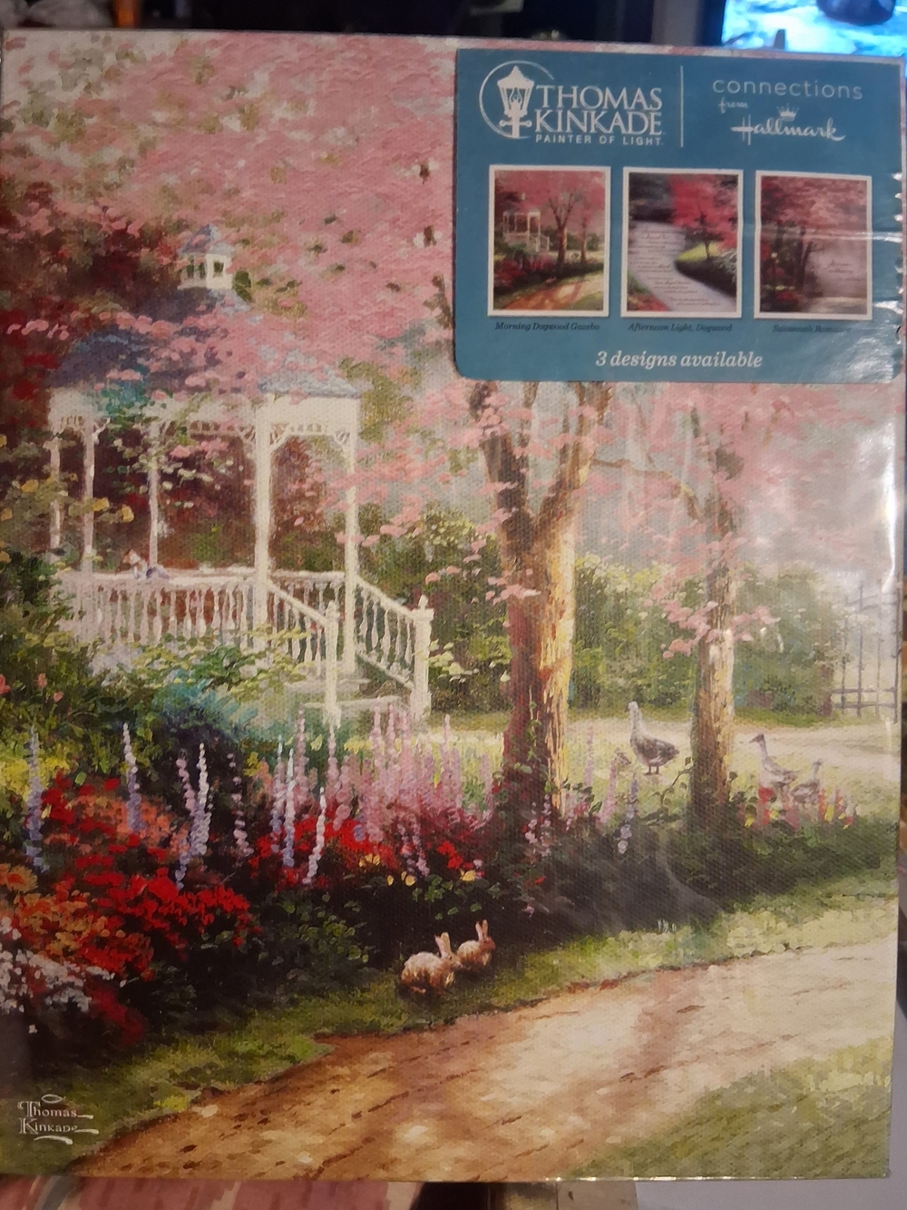 Thomas Kinkade Pink and Green Garden Gazebo Wall Art